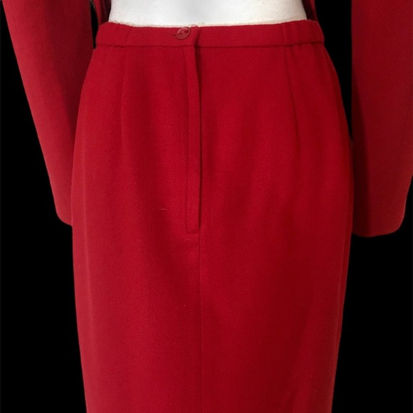 Vintage 90's Y2K Red Wool Zip Front Jacket Maxi Skirt Set 8 - Picture 4 of 10